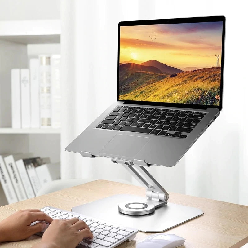 Foldbart og roterbart tablet og bærbar computerstativ i aluminiumslegering