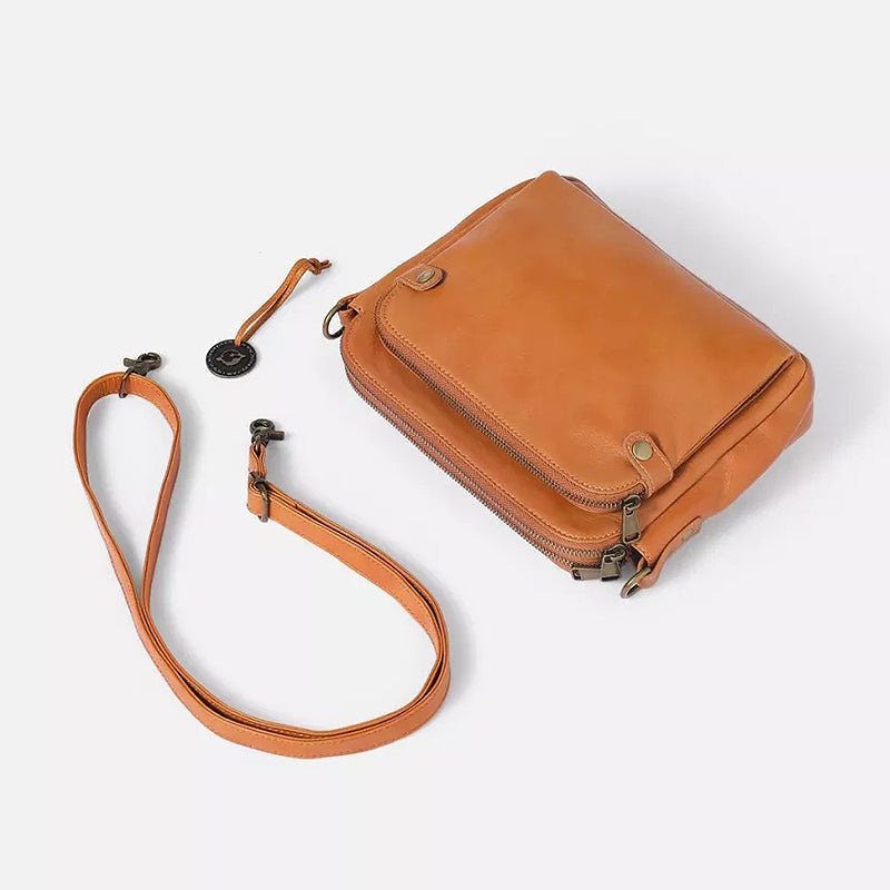 Tre-lags Crossbody Skuldertaske i læder