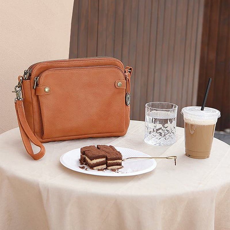Tre-lags Crossbody Skuldertaske i læder