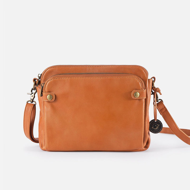 Tre-lags Crossbody Skuldertaske i læder