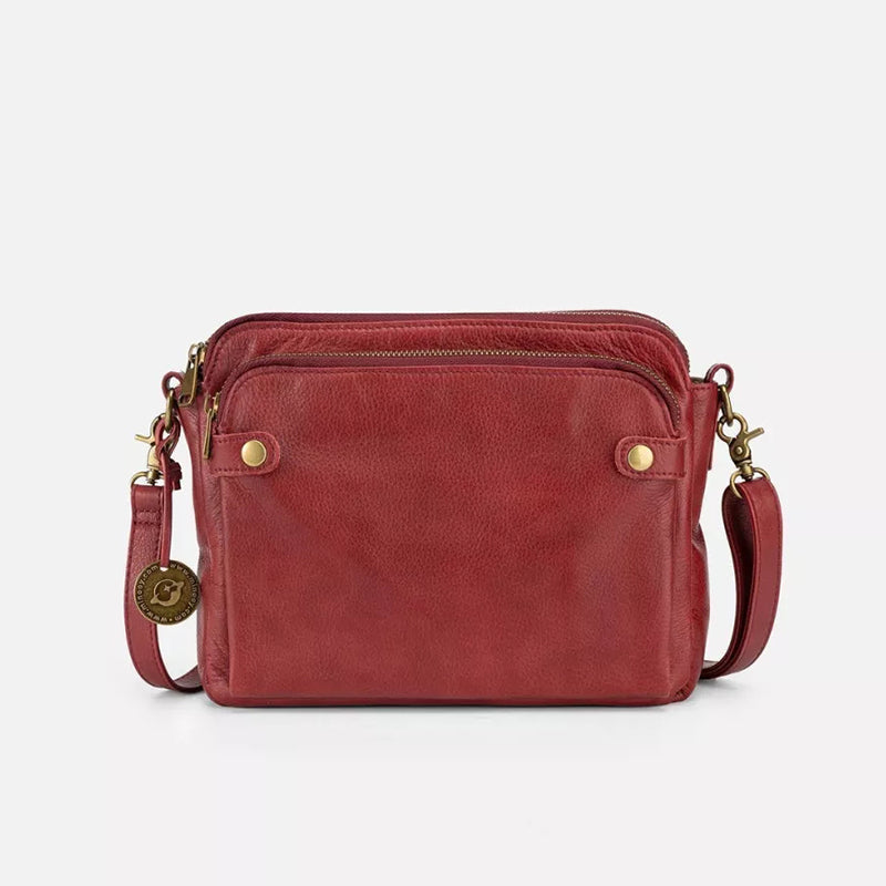 Tre-lags Crossbody Skuldertaske i læder