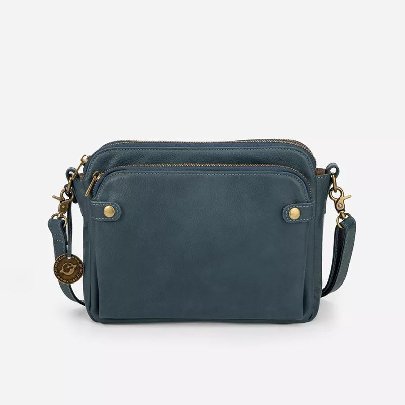 Tre-lags Crossbody Skuldertaske i læder