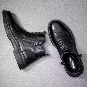 Men Hand Embossed Zipper Martin Boots