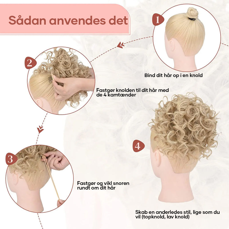 Kort krøllet knold med elastisk snøre