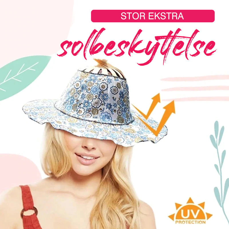 Bambus foldbar håndventilator solhat