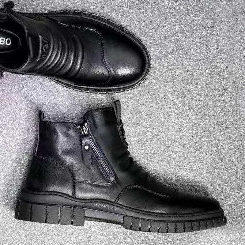 Men Hand Embossed Zipper Martin Boots