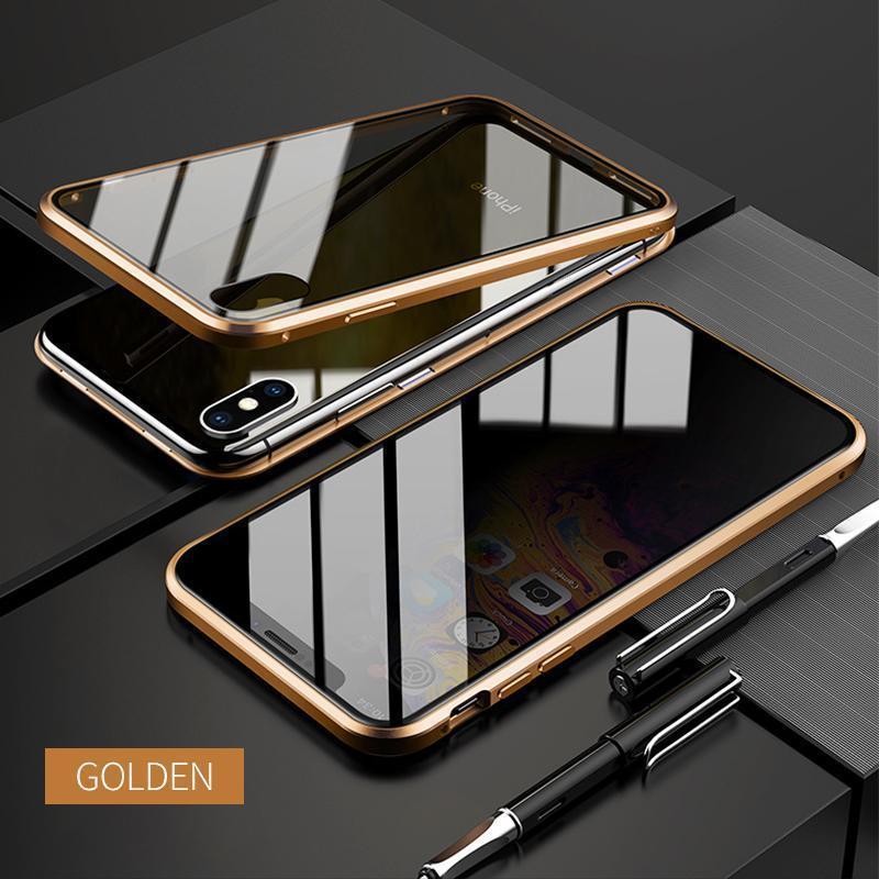 Opgraderet dobbeltsidet magnetisk iPhone-etui i hærdet glas, der beskytter mod bipper