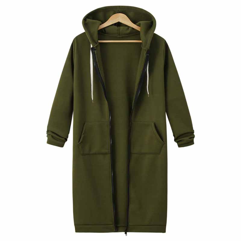 Casual Zip-Up lang hættetrøje