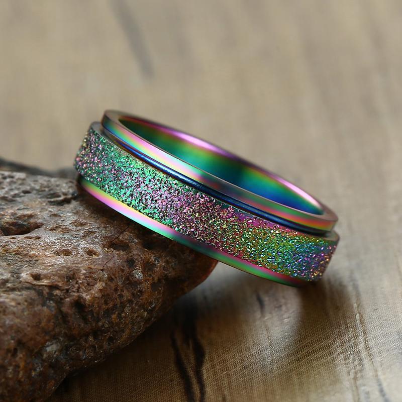 Sandblæst revolverende Fidget Ring