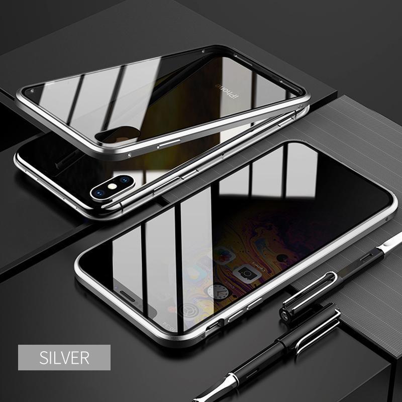 Opgraderet dobbeltsidet magnetisk iPhone-etui i hærdet glas, der beskytter mod bipper