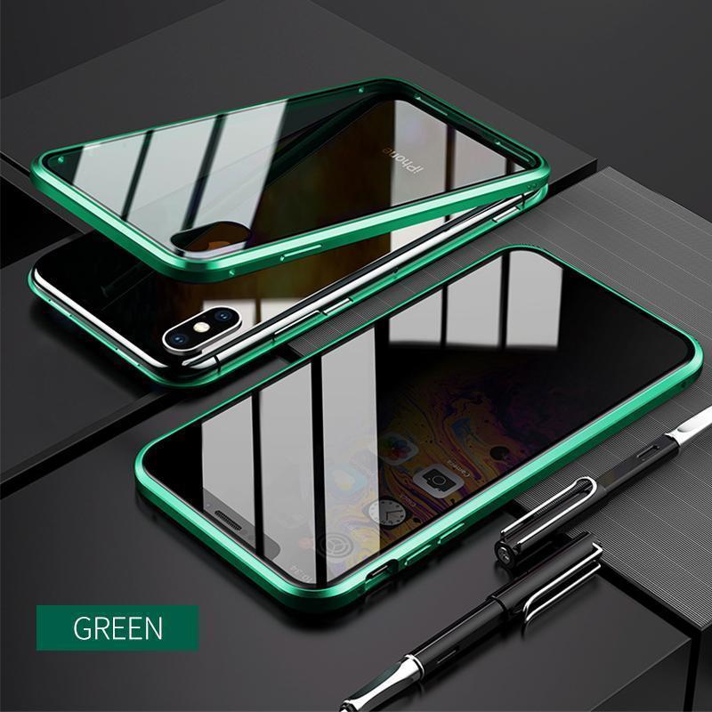 Opgraderet dobbeltsidet magnetisk iPhone-etui i hærdet glas, der beskytter mod bipper