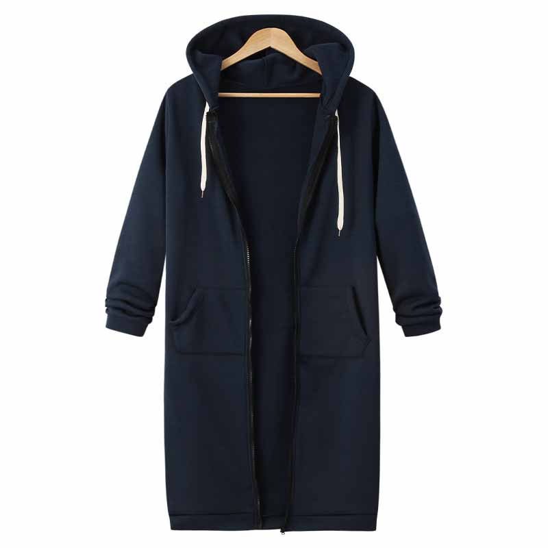 Casual Zip-Up lang hættetrøje