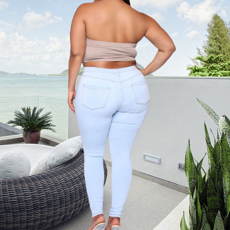 Højelastiske pencil jeans (Dame)