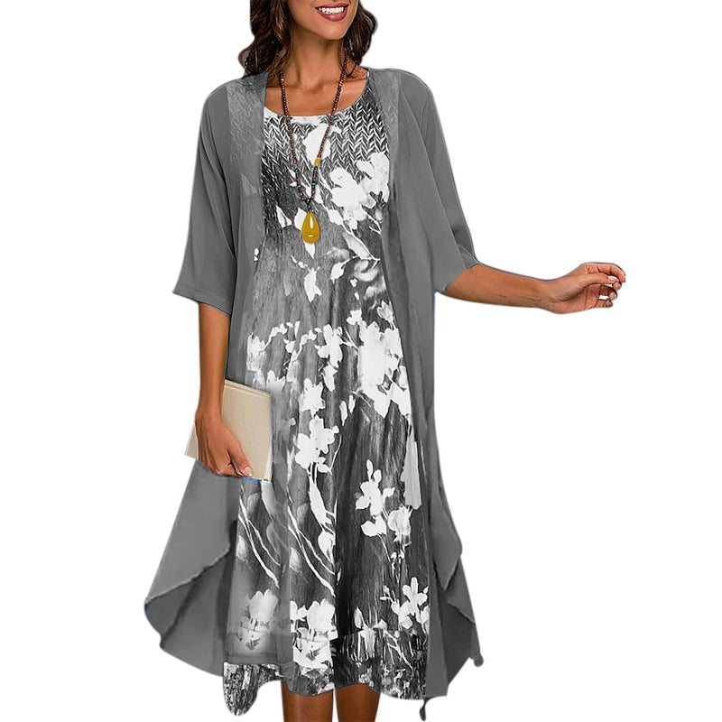 To-delt chiffon sommerkjole