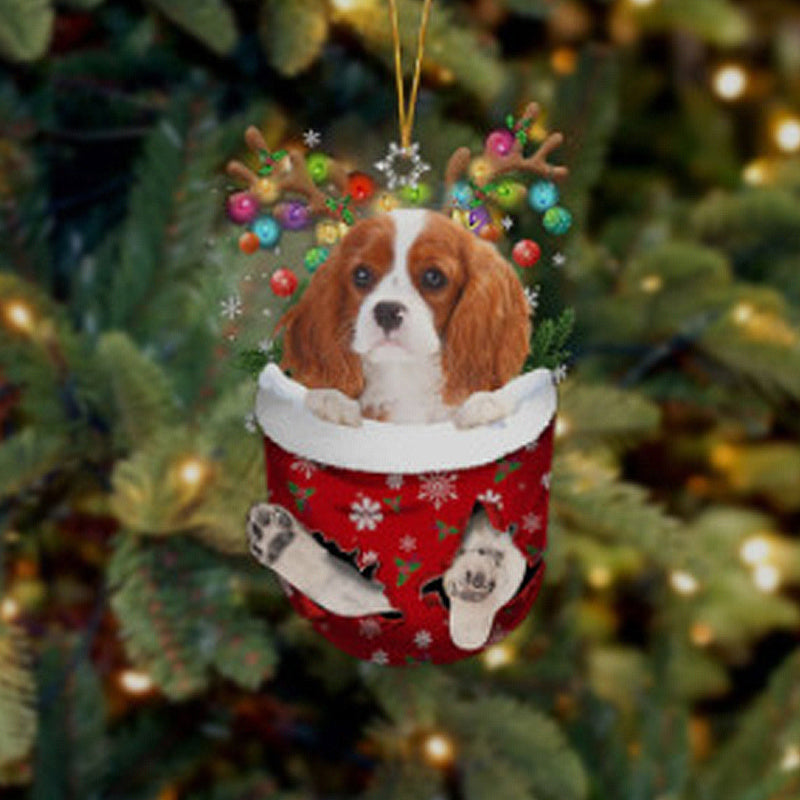 Julesok vedhæng med hund