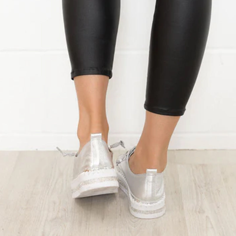 Lædersneakers med sølvdiamanter