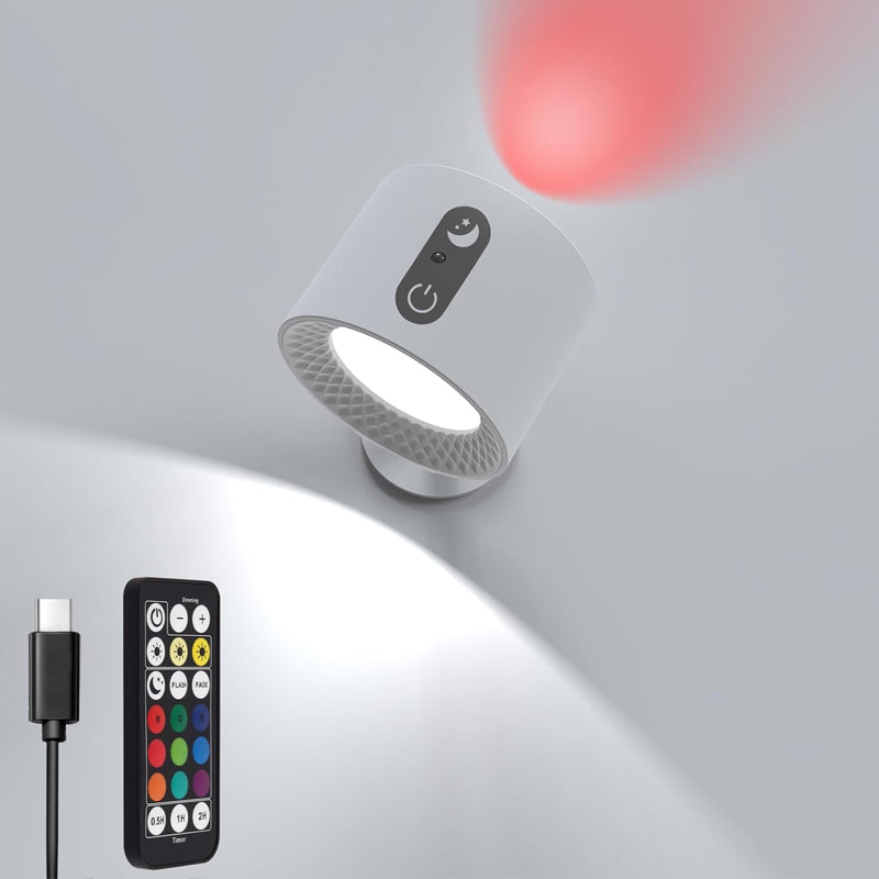 Magnetic charging double head wall lamp with remote control