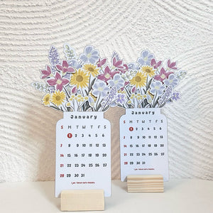 2024 skrivebordskalender med udspringende blomster