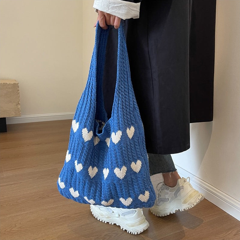 Hæklet tote bag med hjerter