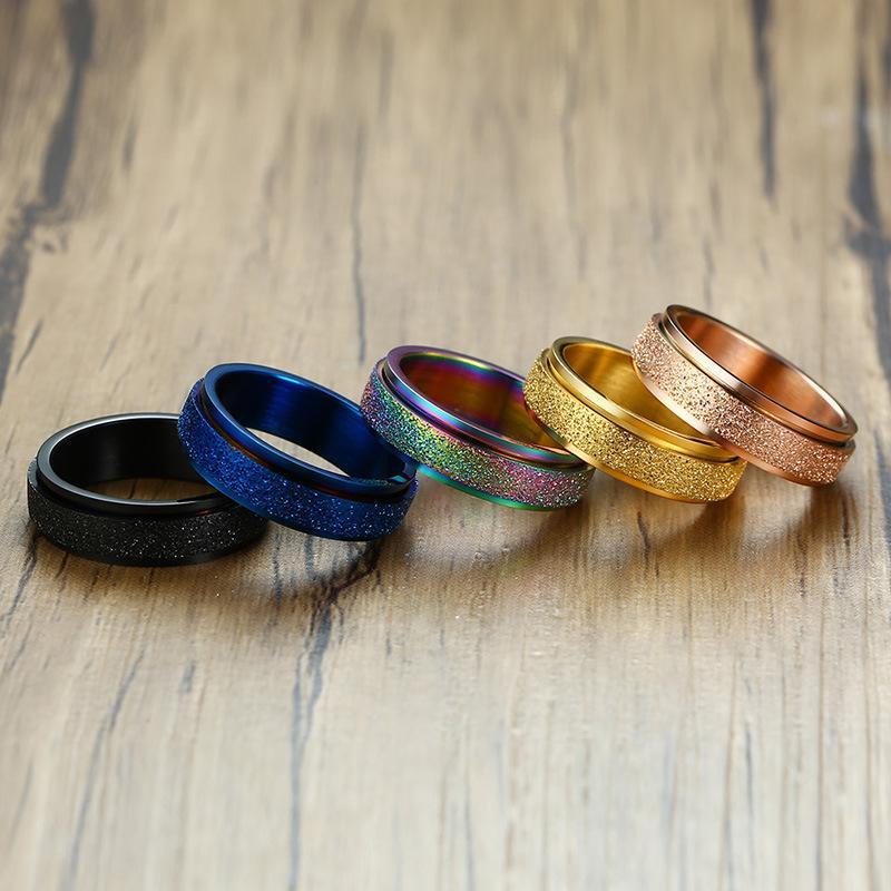 Sandblæst revolverende Fidget Ring