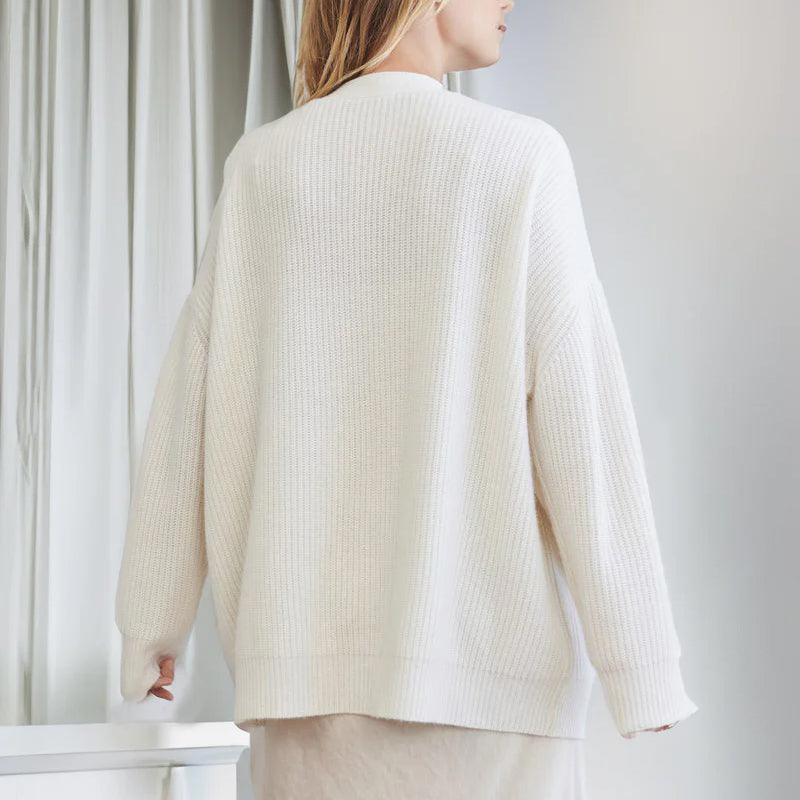 Ensfarvet afslappet sweatercardigan