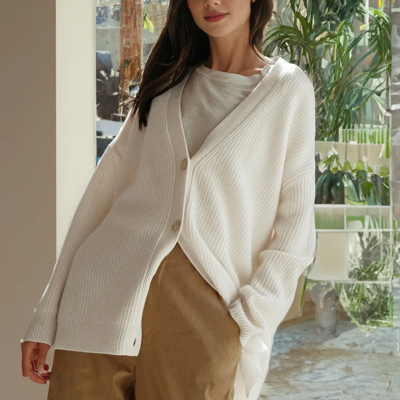 Ensfarvet afslappet sweatercardigan