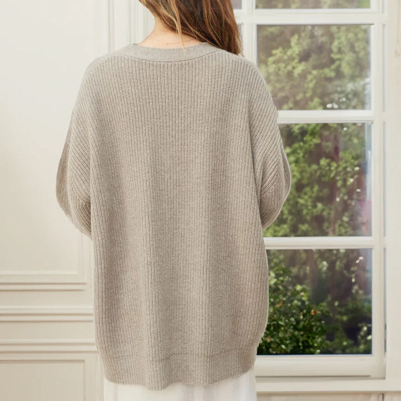 Ensfarvet afslappet sweatercardigan