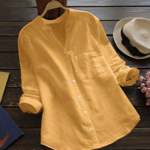 Ensfarvet afslappet bluse i løs pasform