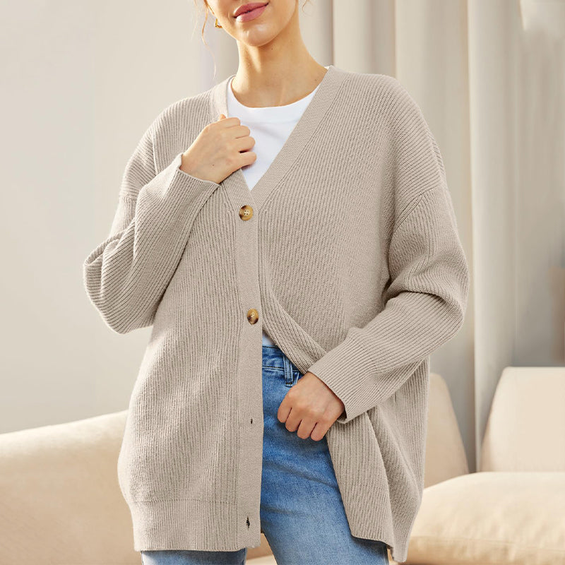 Ensfarvet afslappet sweatercardigan