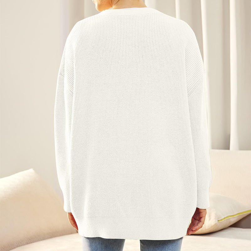 Ensfarvet afslappet sweatercardigan