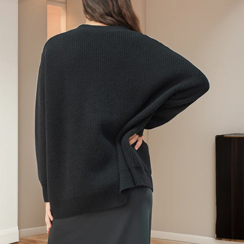 Ensfarvet afslappet sweatercardigan