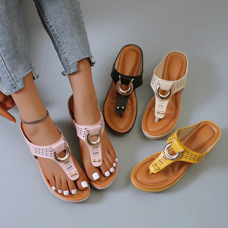 Sommer Dame flip flops med tykke kiler