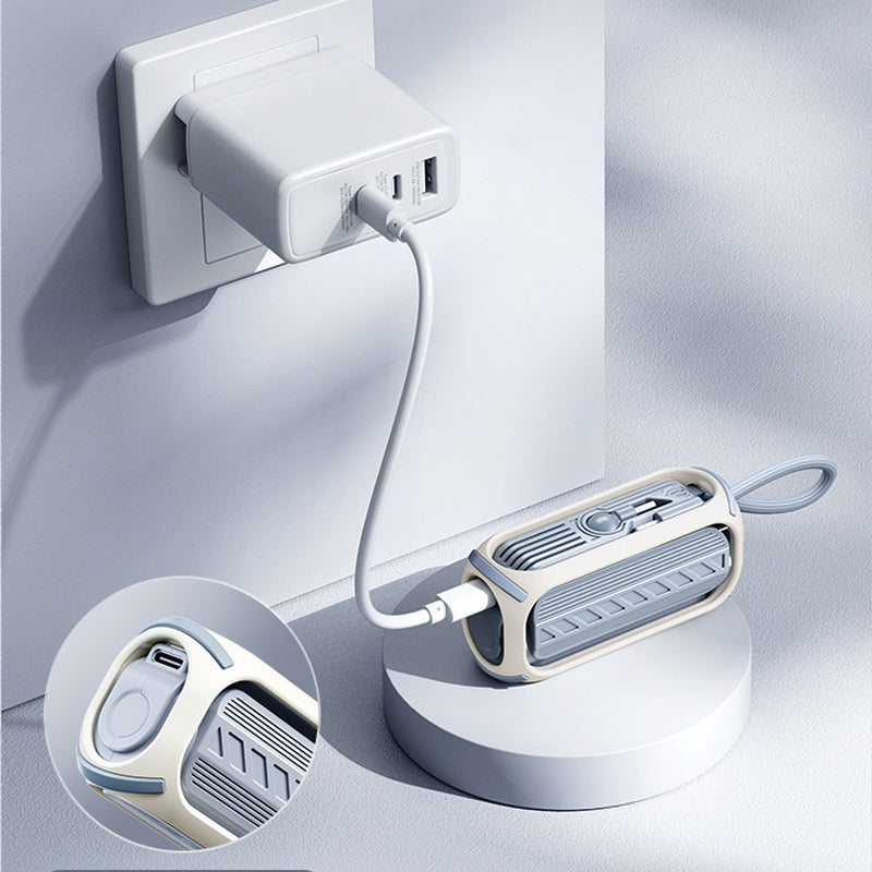 Hurtigopladende roterende powerbank med indbygget kabel