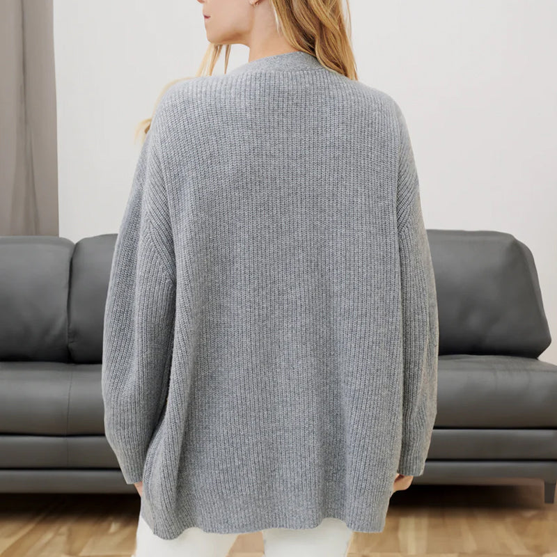 Ensfarvet afslappet sweatercardigan
