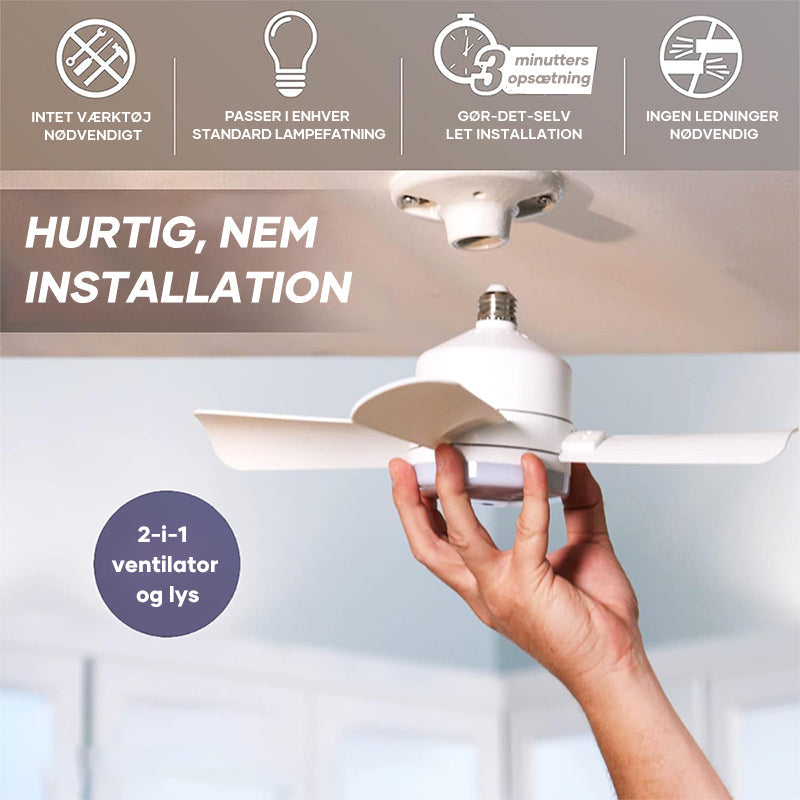 Loftsventilator med lampe