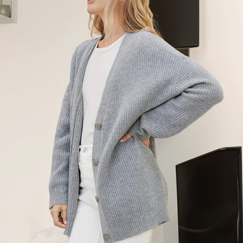 Ensfarvet afslappet sweatercardigan