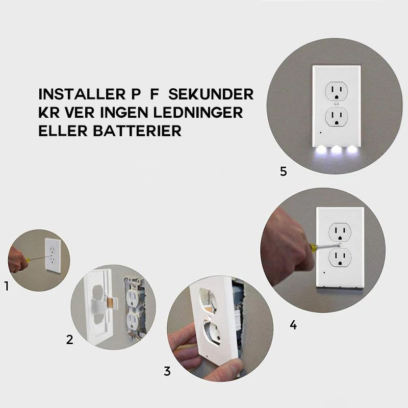 Hirundo Outlet vægplade med LED-natlys