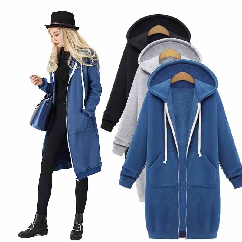 Casual Zip-Up lang hættetrøje