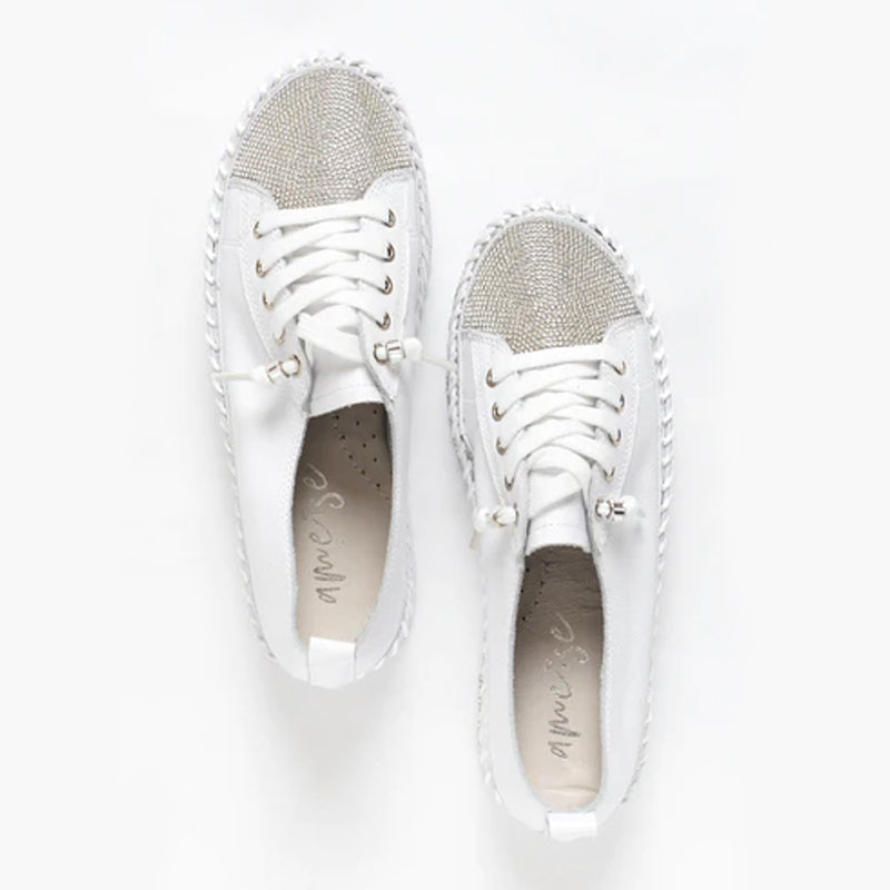 Lædersneakers med sølvdiamanter