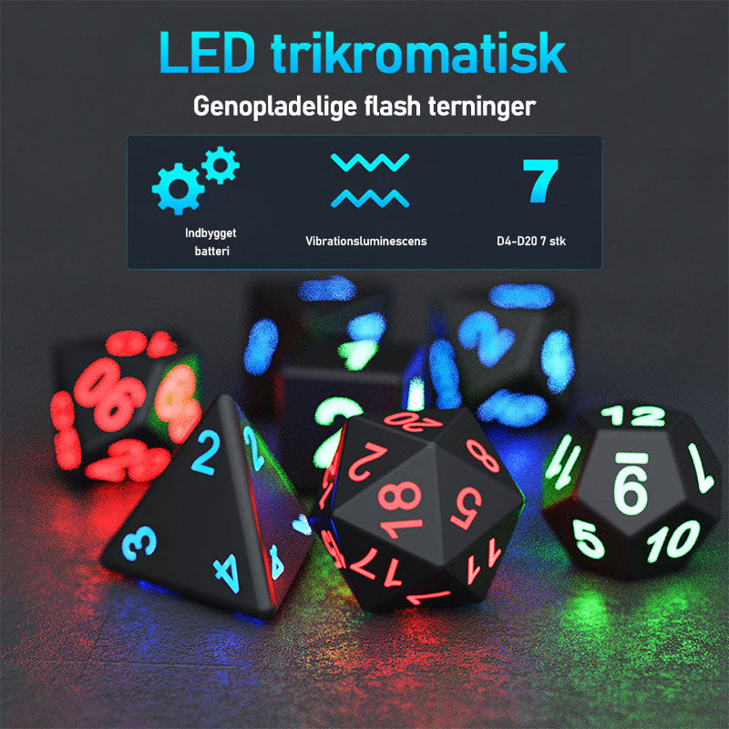 LED Flash terninger sæt 7-pack De elektroniske terninger