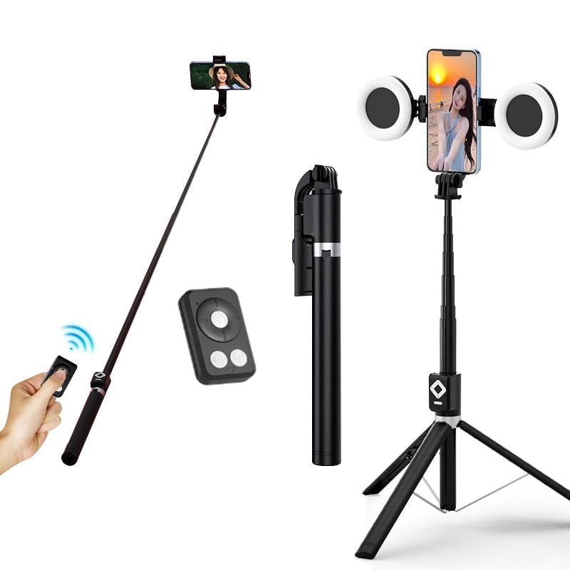 Ny 6 i 1 Selfie stick med udfyldningslys