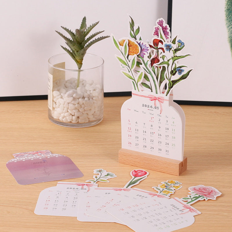 2024 skrivebordskalender med udspringende blomster