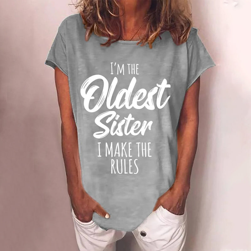 T-shirt med regler for søsterskab