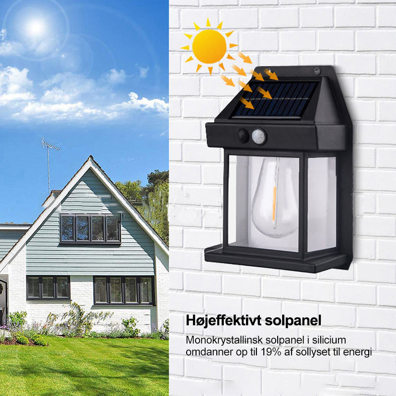 Solcelledreven væglampe i tungsten