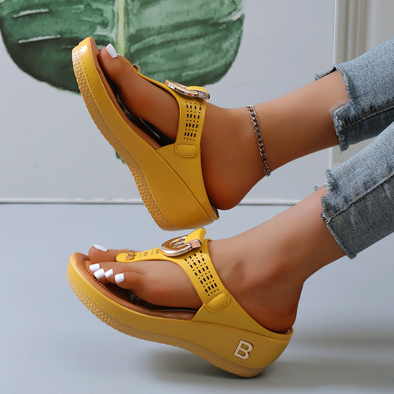 Sommer Dame flip flops med tykke kiler