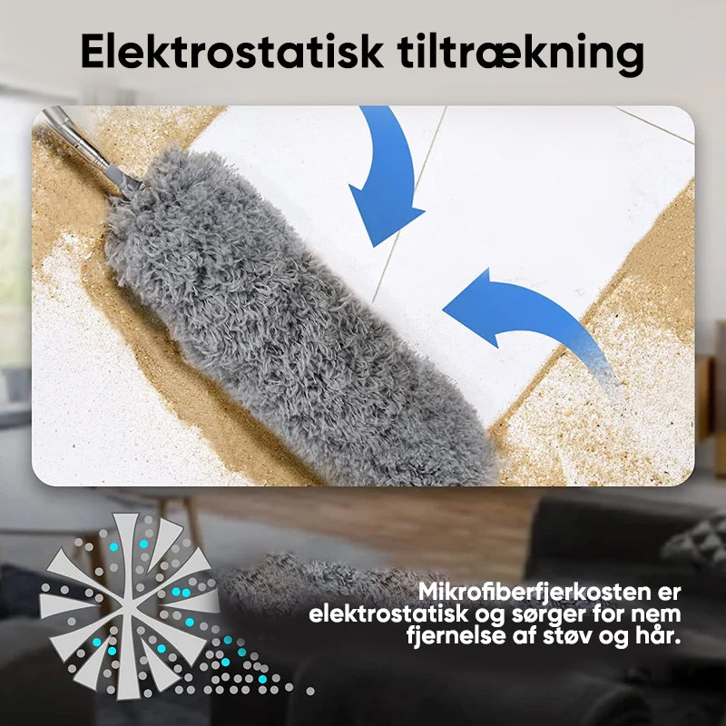 Teleskopisk vaskbar buet mikrofiber støvekost