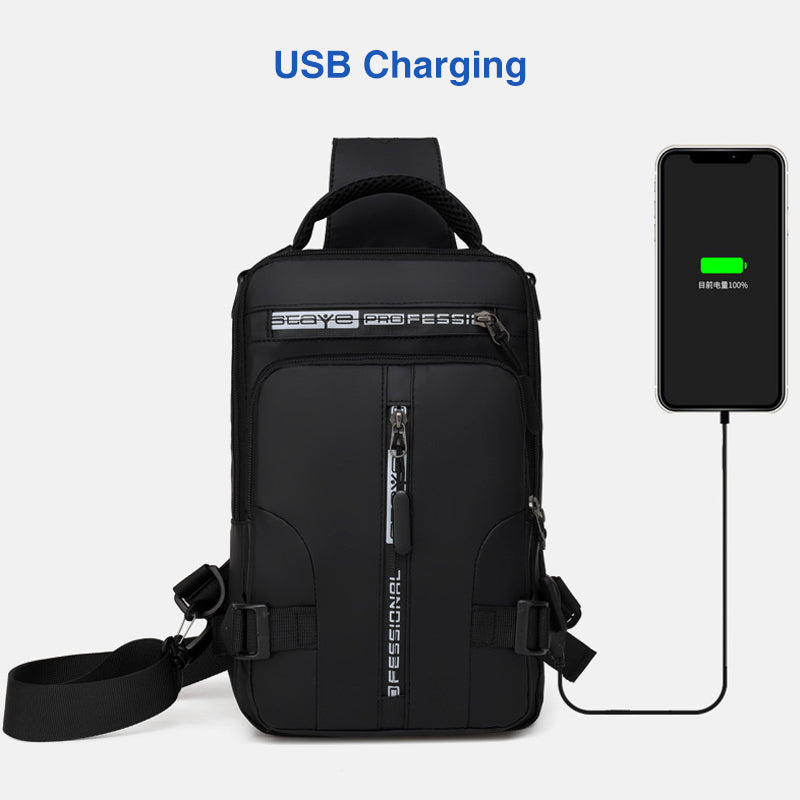 Multi-Usage brysttaske med opladningsport