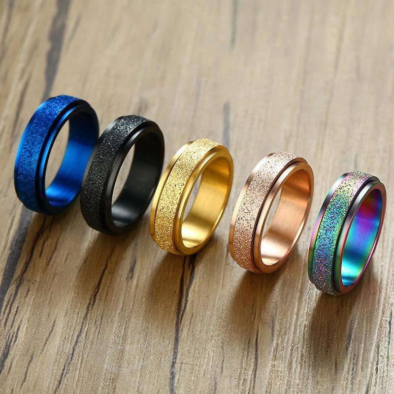 Sandblæst revolverende Fidget Ring