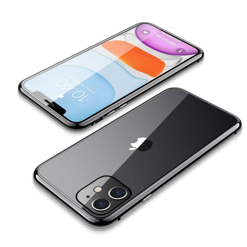 Opgraderet dobbeltsidet magnetisk iPhone-etui i hærdet glas, der beskytter mod bipper
