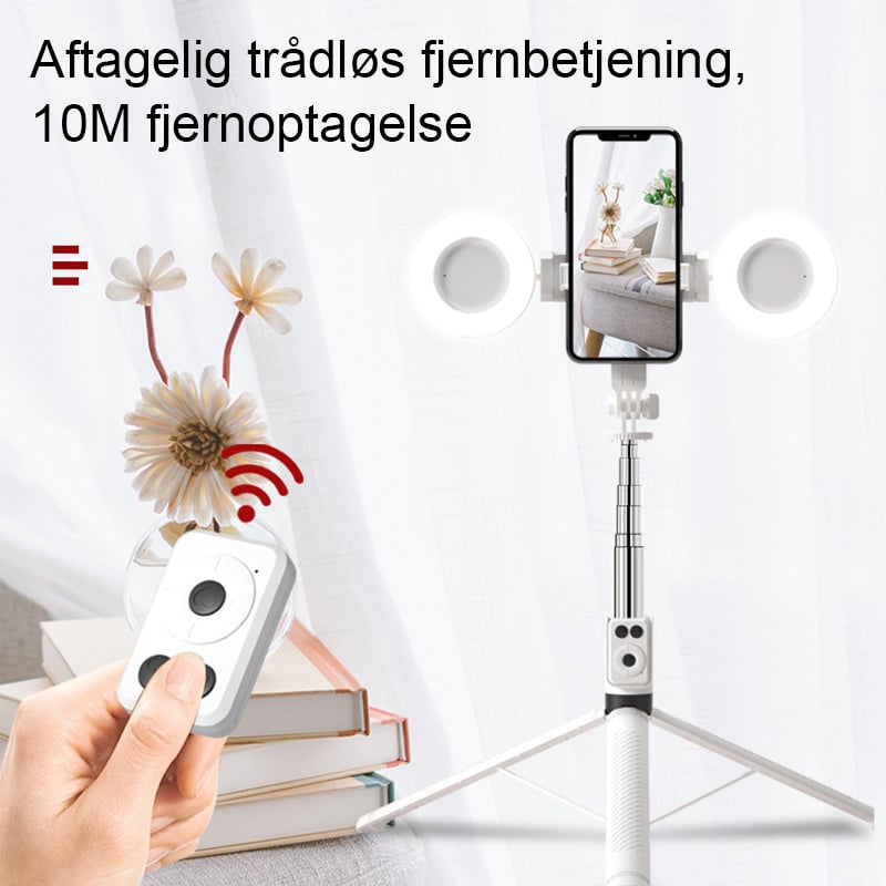 Ny 6 i 1 Selfie stick med udfyldningslys